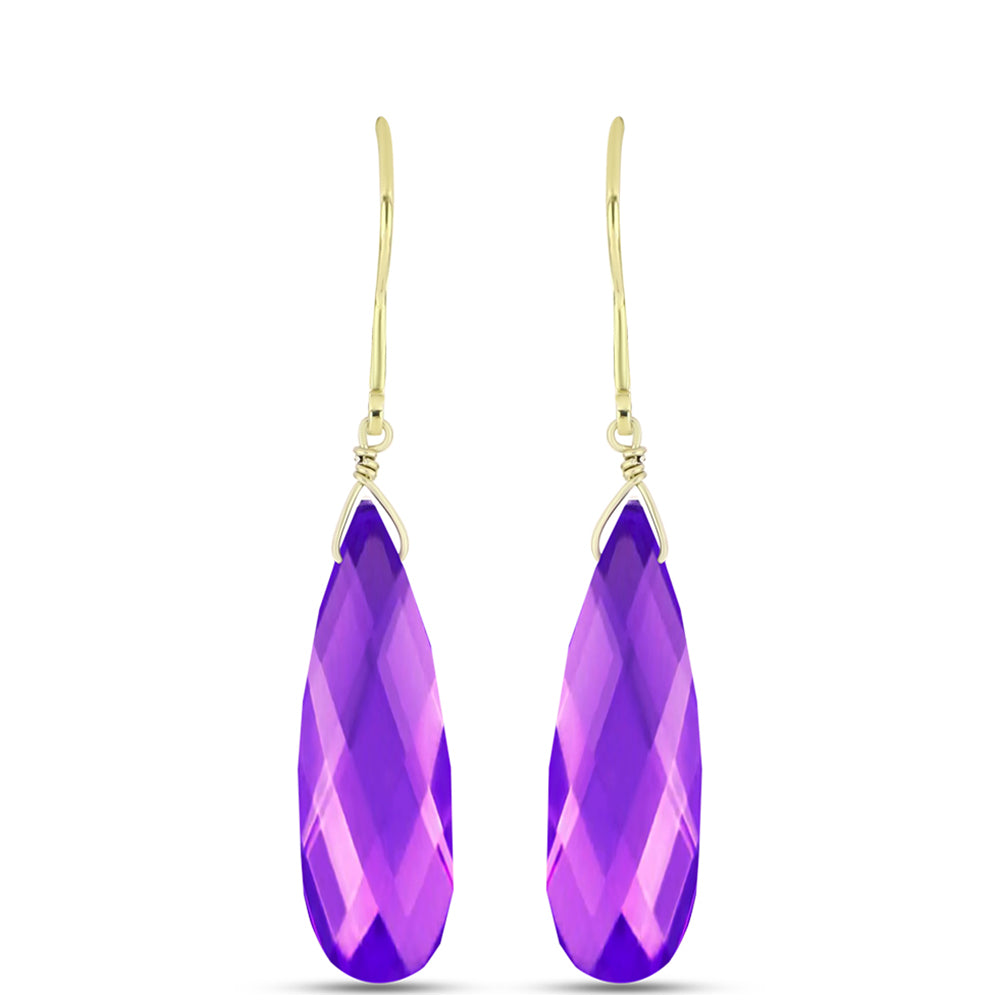 Cercei din Argint 925 Placat cu Aur ( 1.03 grame ) cu Agat Violet 24.94 Carate