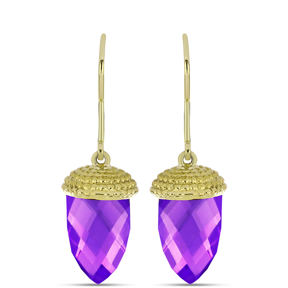 Cercei din Argint 925 Placat cu Aur ( 4.33 grame ) cu Agat Violet 13.67 Carate