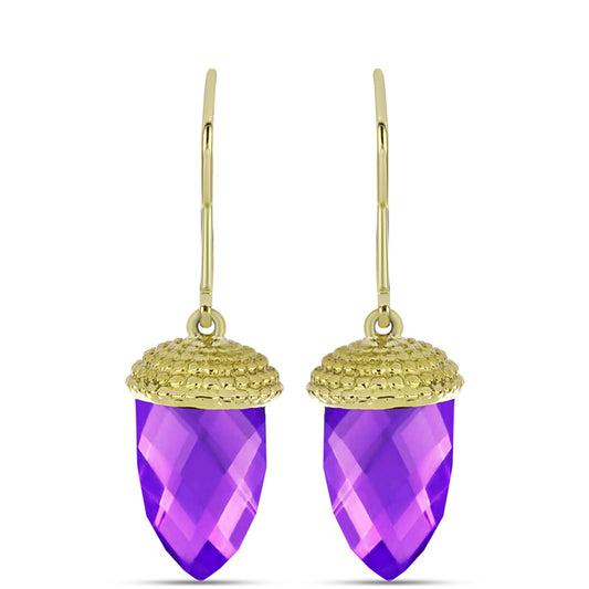 Cercei din Argint 925 Placat cu Aur ( 4.33 grame ) cu Agat Violet 13.67 Carate