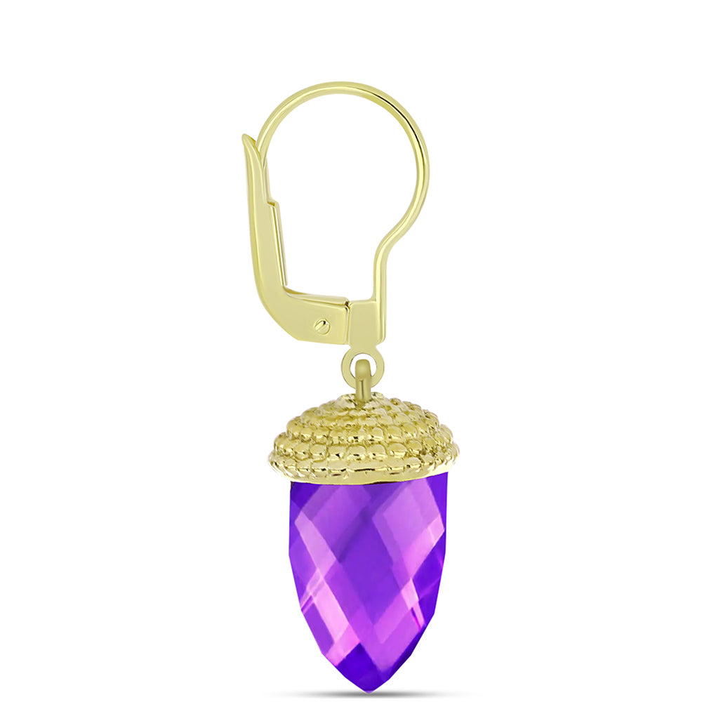 Cercei din Argint 925 Placat cu Aur ( 4.33 grame ) cu Agat Violet 13.67 Carate 2 
