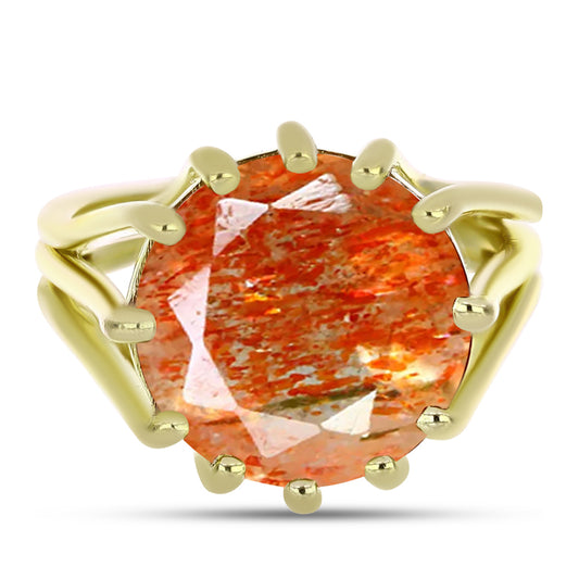 Inel din Argint 925 Placat cu Aur ( 5.17 grame ) cu Piatra Soarelui Oregon 6.8 Carate