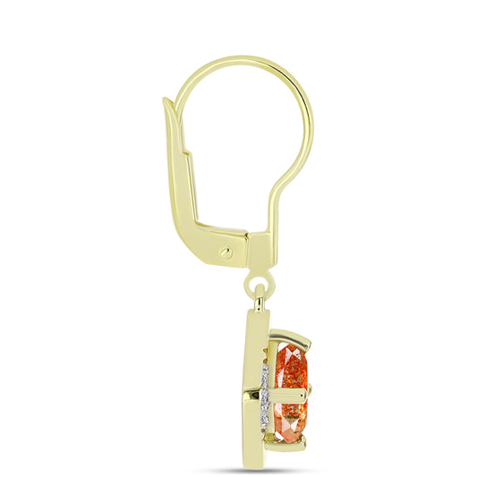 Cercei din Argint 925 Placat cu Aur ( 2.42 grame ) cu Piatra Soarelui Oregon și Topaz Alb 1.93 Carate