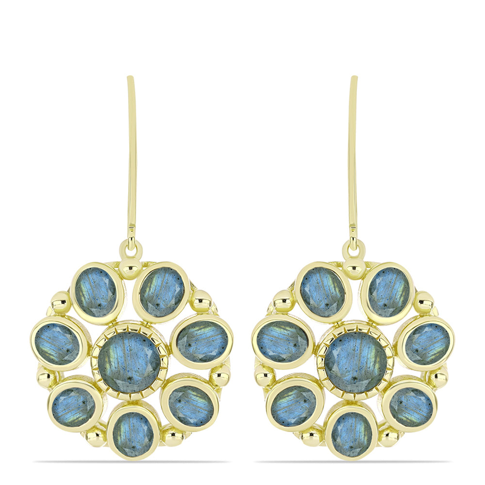 Cercei din Argint 925 Placat cu Aur ( 7.45 grame ) cu Labradorit 6.49 Carate