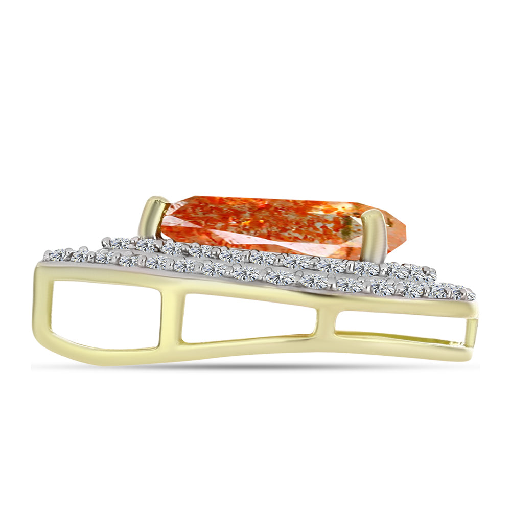 Pandantiv din Argint 925 Placat cu Aur ( 2.5 grame ) cu Piatra Soarelui Oregon și Topaz Alb 3.49 Carate 2 