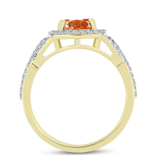 Inel din Argint 925 Placat cu Aur ( 3.55 grame ) cu Piatra Soarelui Oregon și Topaz Alb 2.19 Carate