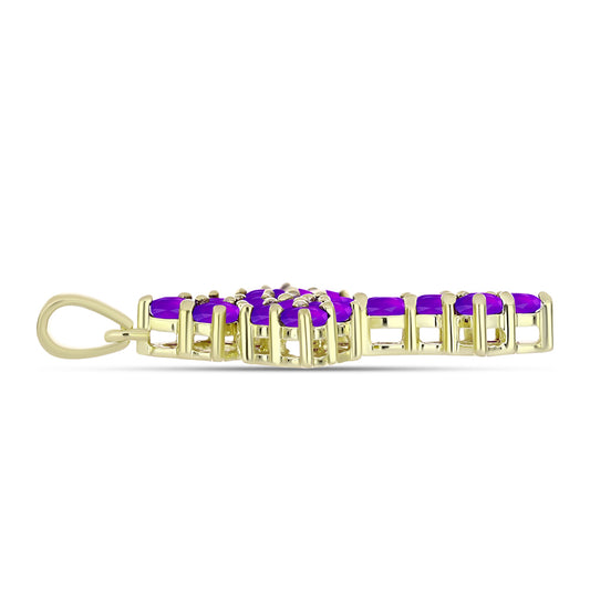 Cruce Pandantiv din Argint 925 Placat cu Aur ( 2.74 grame ) cu Agat Violet 1.92 Carate