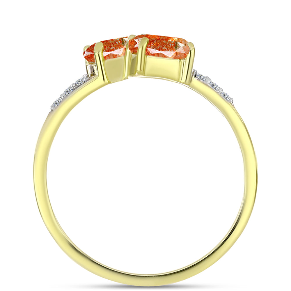 Inel din Argint 925 Placat cu Aur ( 1.7 grame ) cu Piatra Soarelui Oregon și Topaz Alb 0.92 Carate