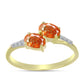 Inel din Argint 925 Placat cu Aur ( 1.7 grame ) cu Piatra Soarelui Oregon și Topaz Alb 0.92 Carate