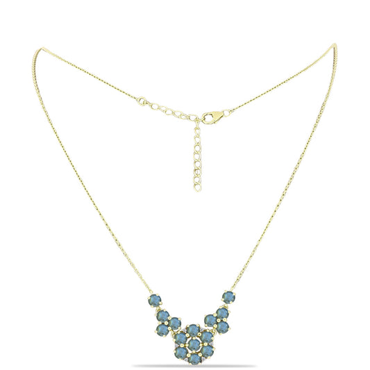 Colier din Argint 925 Placat cu Aur ( 5.58 grame ) cu Labradorit și Topaz Alb 3.99 Carate