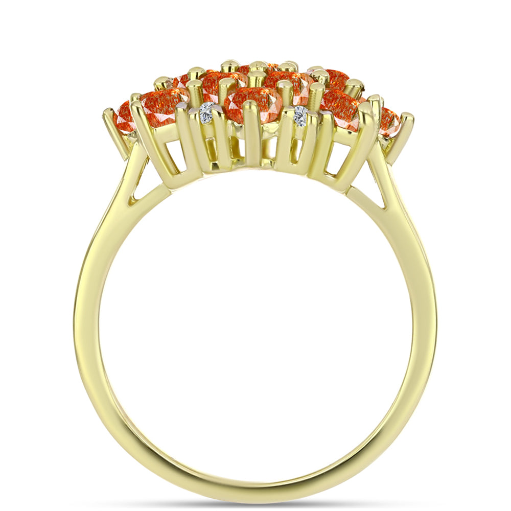 Inel din Argint 925 Placat cu Aur ( 3.49 grame ) cu Piatra Soarelui Oregon și Topaz Alb 2.3 Carate