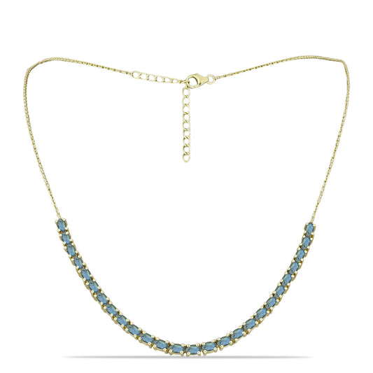 Colier din Argint 925 Placat cu Aur ( 8.04 grame ) cu Labradorit 6.36 Carate