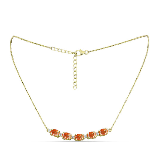 Colier din Argint 925 Placat cu Aur ( 4.79 grame ) cu Piatra Soarelui Oregon și Topaz Alb 3.79 Carate