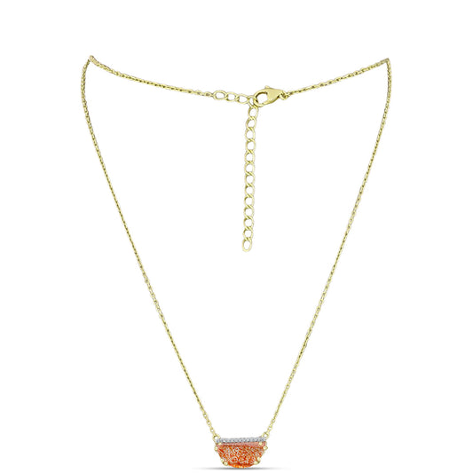 Colier din Argint 925 Placat cu Aur ( 3.68 grame ) cu Piatra Soarelui Oregon și Topaz Alb 2.28 Carate