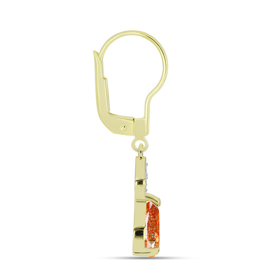 Cercei din Argint 925 Placat cu Aur ( 1.98 grame ) cu Piatra Soarelui Oregon și Topaz Alb 2.04 Carate