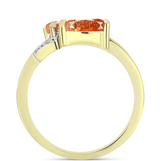 Inel din Argint 925 Placat cu Aur ( 2.87 grame ) cu Piatra Soarelui Oregon și Topaz Alb 1.23 Carate