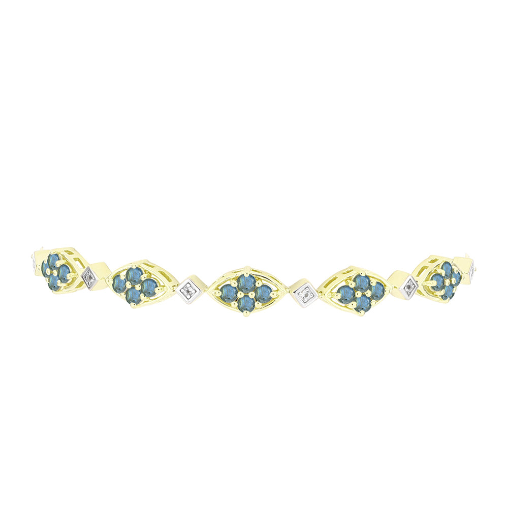 Brățară din Argint 925 Placat cu Aur ( 7.99 grame ) cu Labradorit și Topaz Alb 2.1 Carate