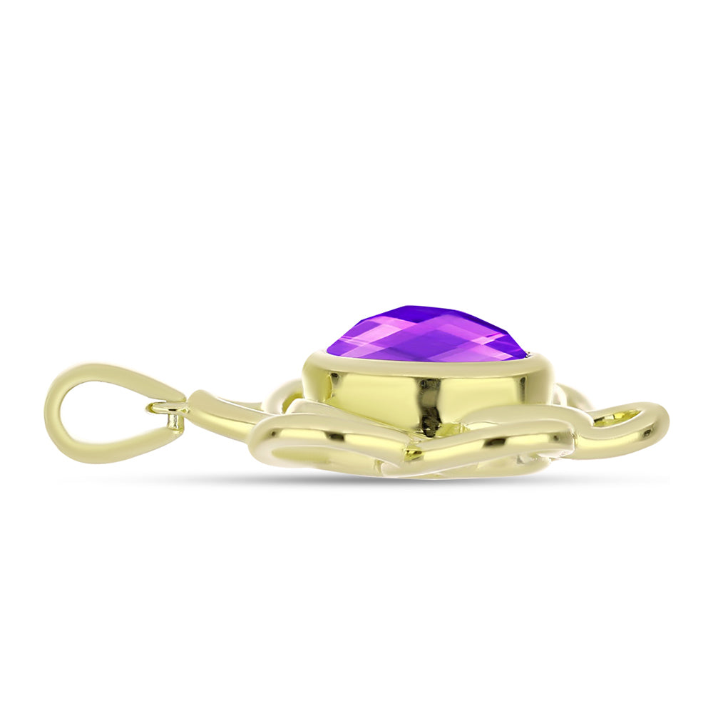 Pandantiv din Argint 925 Placat cu Aur ( 3.94 grame ) cu Agat Violet 2.42 Carate 2 