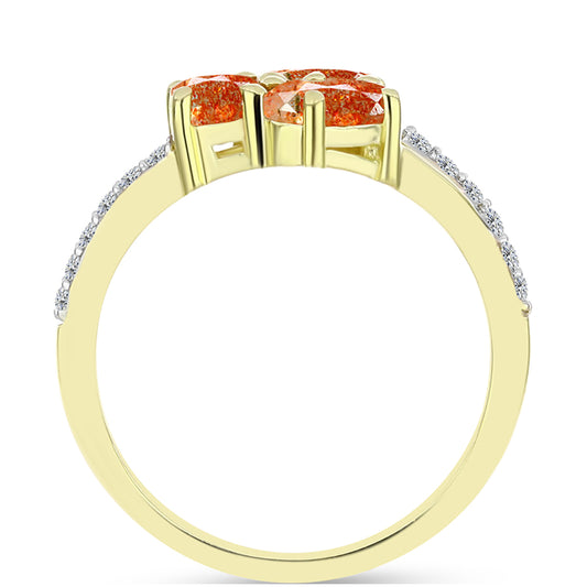 Inel din Argint 925 Placat cu Aur ( 2.28 grame ) cu Piatra Soarelui Oregon și Topaz Alb 1.5 Carate