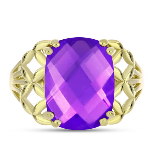Inel din Argint 925 Placat cu Aur ( 4.44 grame ) cu Agat Violet 8.23 Carate