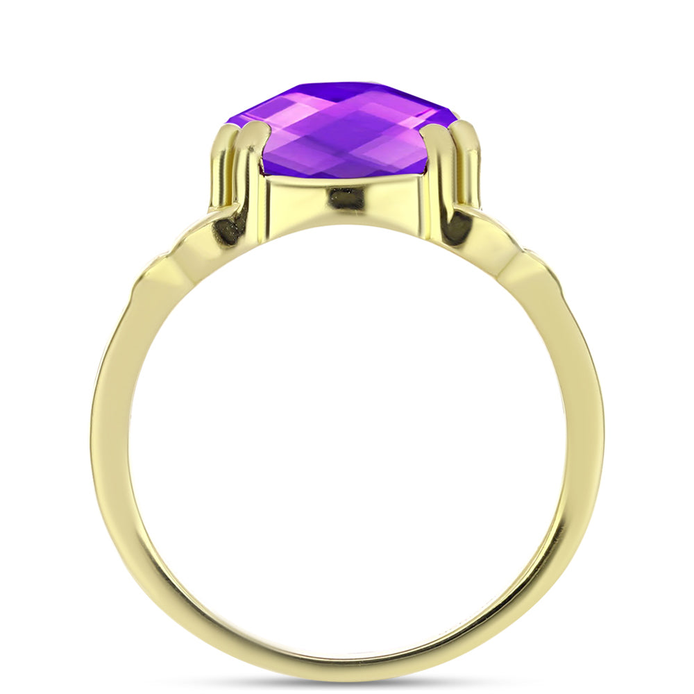 Inel din Argint 925 Placat cu Aur ( 4.44 grame ) cu Agat Violet 8.23 Carate 2 