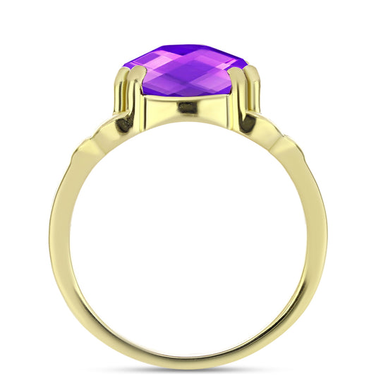 Inel din Argint 925 Placat cu Aur ( 4.44 grame ) cu Agat Violet 8.23 Carate