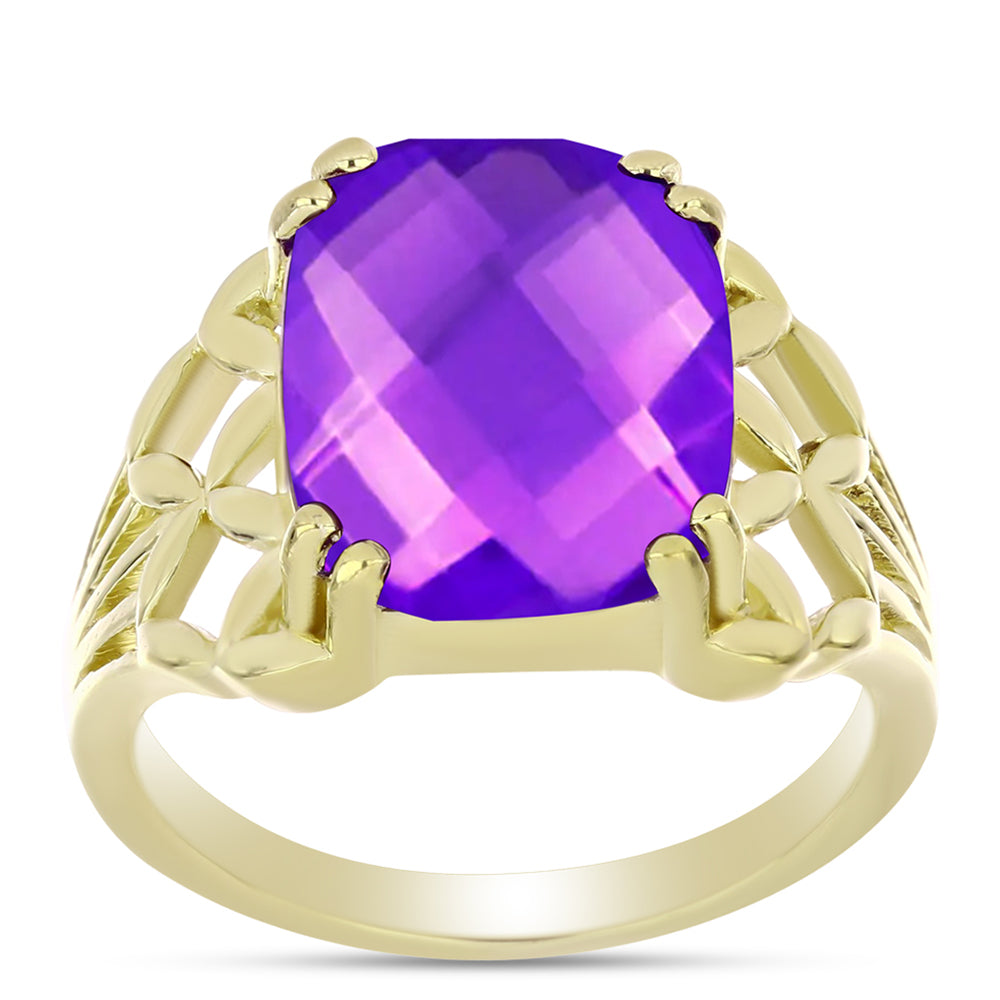 Inel din Argint 925 Placat cu Aur ( 4.44 grame ) cu Agat Violet 8.23 Carate 3 