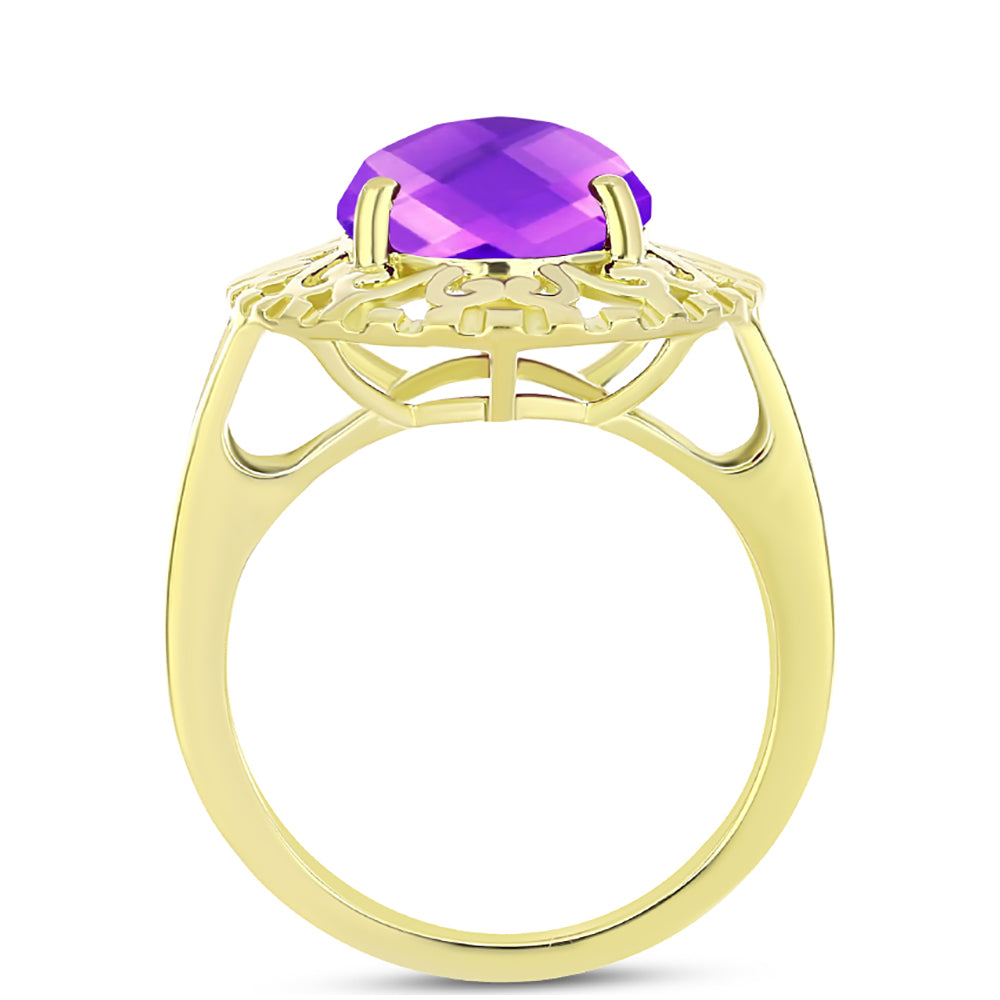 Inel din Argint 925 Placat cu Aur ( 4.24 grame ) cu Agat Violet 4.71 Carate