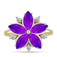 Inel din Argint 925 Placat cu Aur ( 3.36 grame ) cu Agat Violet și Topaz Alb 2.66 Carate