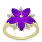 Inel din Argint 925 Placat cu Aur ( 3.36 grame ) cu Agat Violet și Topaz Alb 2.66 Carate