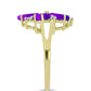 Inel din Argint 925 Placat cu Aur ( 3.36 grame ) cu Agat Violet și Topaz Alb 2.66 Carate