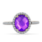 Inel din Argint 925 Placat cu Aur ( 2.63 grame ) cu Agat Violet și Topaz Alb 2.56 Carate