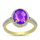 Inel din Argint 925 Placat cu Aur ( 2.63 grame ) cu Agat Violet și Topaz Alb 2.56 Carate