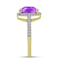 Inel din Argint 925 Placat cu Aur ( 2.63 grame ) cu Agat Violet și Topaz Alb 2.56 Carate