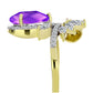 Inel din Argint 925 Placat cu Aur ( 3.22 grame ) cu Agat Violet și Topaz Alb 2.88 Carate