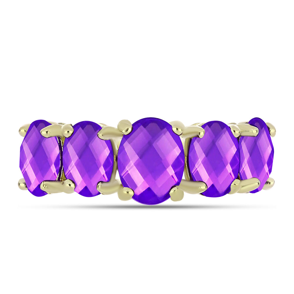 Inel din Argint 925 Placat cu Aur ( 2.59 grame ) cu Agat Violet 3.98 Carate 1 