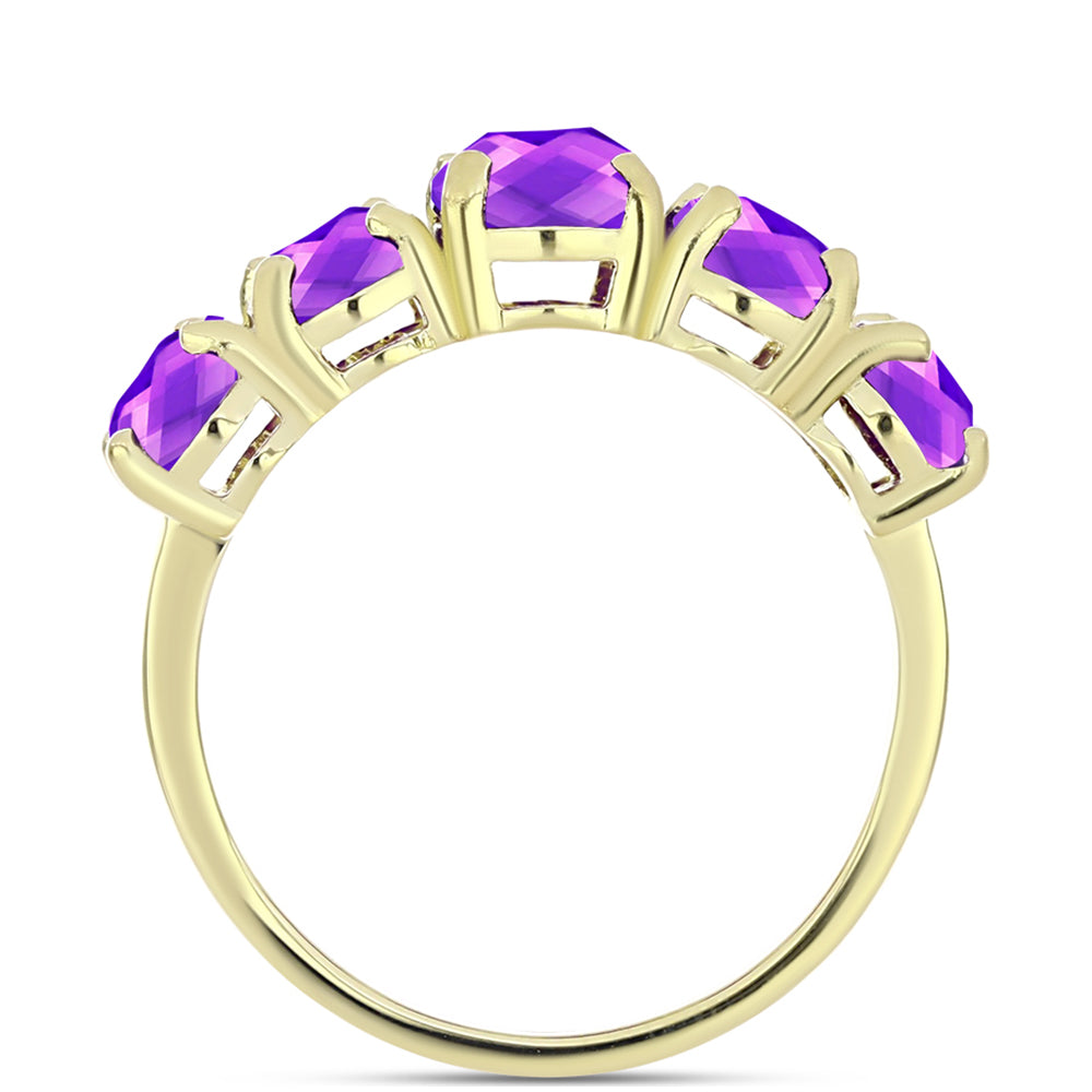 Inel din Argint 925 Placat cu Aur ( 2.59 grame ) cu Agat Violet 3.98 Carate 2 