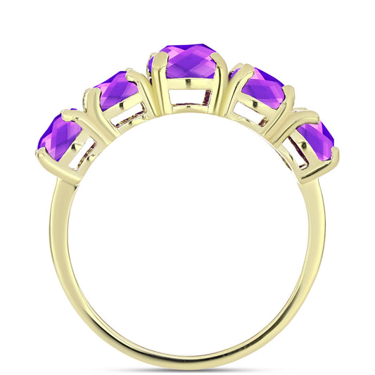 Inel din Argint 925 Placat cu Aur ( 2.59 grame ) cu Agat Violet 3.98 Carate
