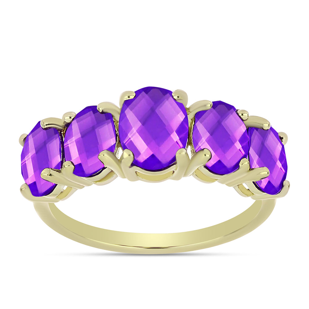 Inel din Argint 925 Placat cu Aur ( 2.59 grame ) cu Agat Violet 3.98 Carate 3 