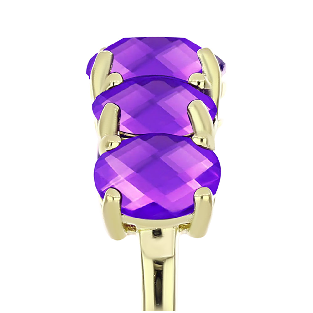 Inel din Argint 925 Placat cu Aur ( 2.59 grame ) cu Agat Violet 3.98 Carate 4 
