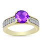 Inel din Argint 925 Placat cu Aur ( 3.46 grame ) cu Agat Violet și Topaz Alb 2.12 Carate