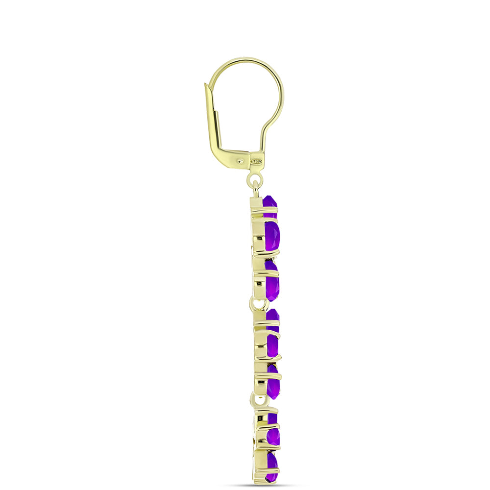 Cercei din Argint 925 Placat cu Aur ( 7.41 grame ) cu Agat Violet și Topaz Alb 7.25 Carate