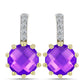 Cercei din Argint 925 Placat cu Aur ( 4.03 grame ) cu Agat Violet și Topaz Alb 3.45 Carate
