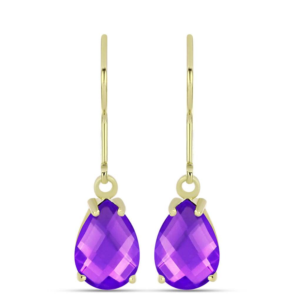Cercei din Argint 925 Placat cu Aur ( 1.76 grame ) cu Agat Violet 3.51 Carate 1 