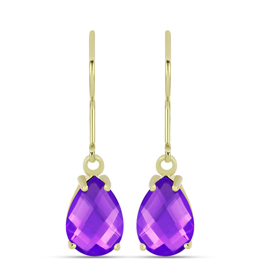 Cercei din Argint 925 Placat cu Aur ( 1.76 grame ) cu Agat Violet 3.51 Carate