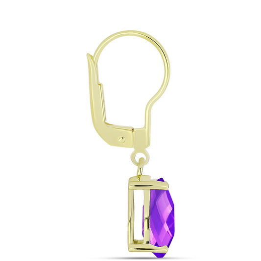 Cercei din Argint 925 Placat cu Aur ( 1.76 grame ) cu Agat Violet 3.51 Carate