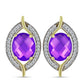 Cercei din Argint 925 Placat cu Aur ( 5.44 grame ) cu Agat Violet și Topaz Alb 4.87 Carate
