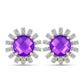 Cercei din Argint 925 Placat cu Aur ( 5.71 grame ) cu Agat Violet și Topaz Alb 5.52 Carate