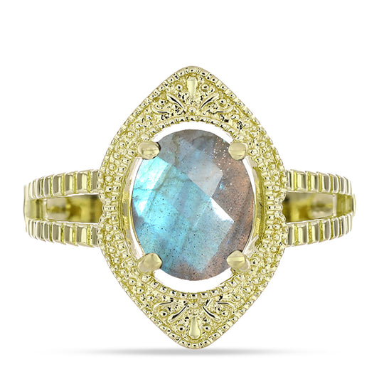 Inel din Argint 925 Placat cu Aur ( 4.49 grame ) cu Labradorit 2.2 Carate