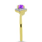 Inel din Argint 925 Placat cu Aur ( 2.59 grame ) cu Agat Violet și Topaz Alb 0.66 Carate