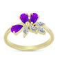 Inel din Argint 925 Placat cu Aur ( 2.24 grame ) cu Agat Violet și Topaz Alb 0.9 Carate